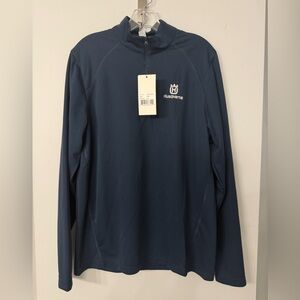 New with Tag Husqvarna Navy Blue mock neck quarter zip lightweight long-sleeve
